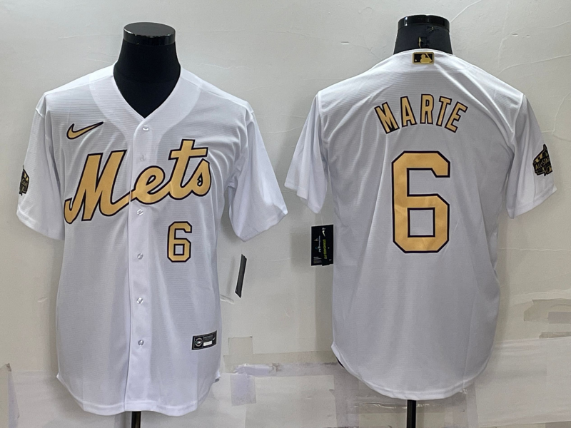 Men's New York Mets Starling Marte #6 White Jersey